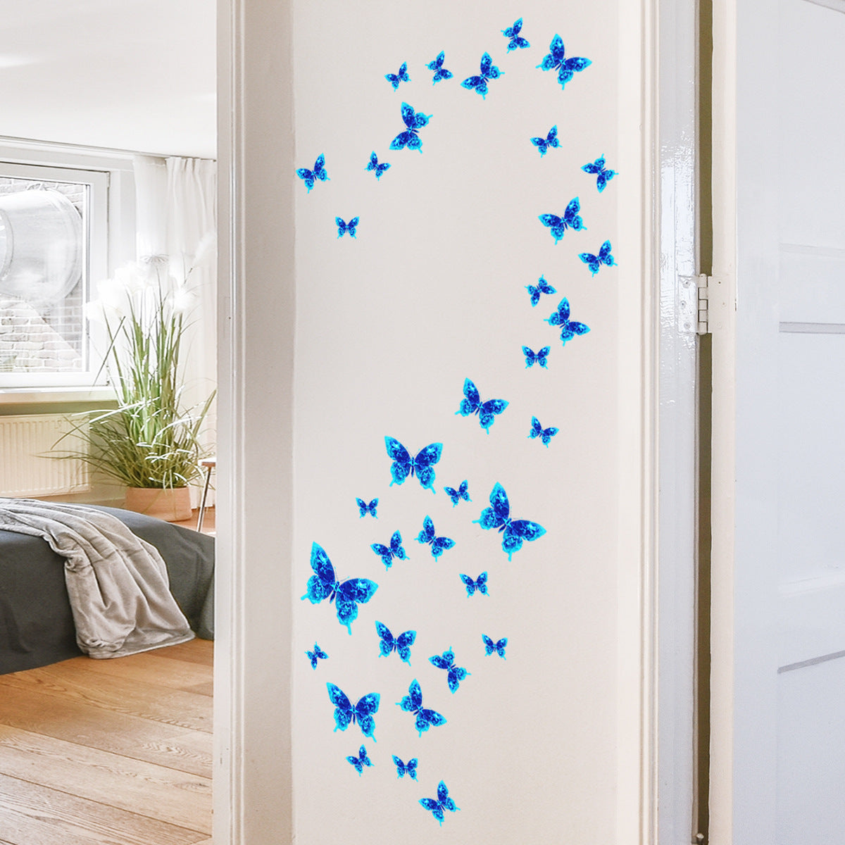 COVPAW Self-illuminating Wall Stickers Butterflies Home Decor Accent Living Room Bedroom Flower Wall Decal Corridor Stair Removable and Waterproof