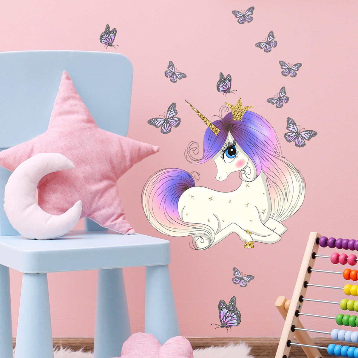COVPAW Self-illuminating Wall Stickers Unicorn Kids Nursery Baby Children's Room Bedroom Deco Boy Girl, Self Adhesive, Removable and Waterproof