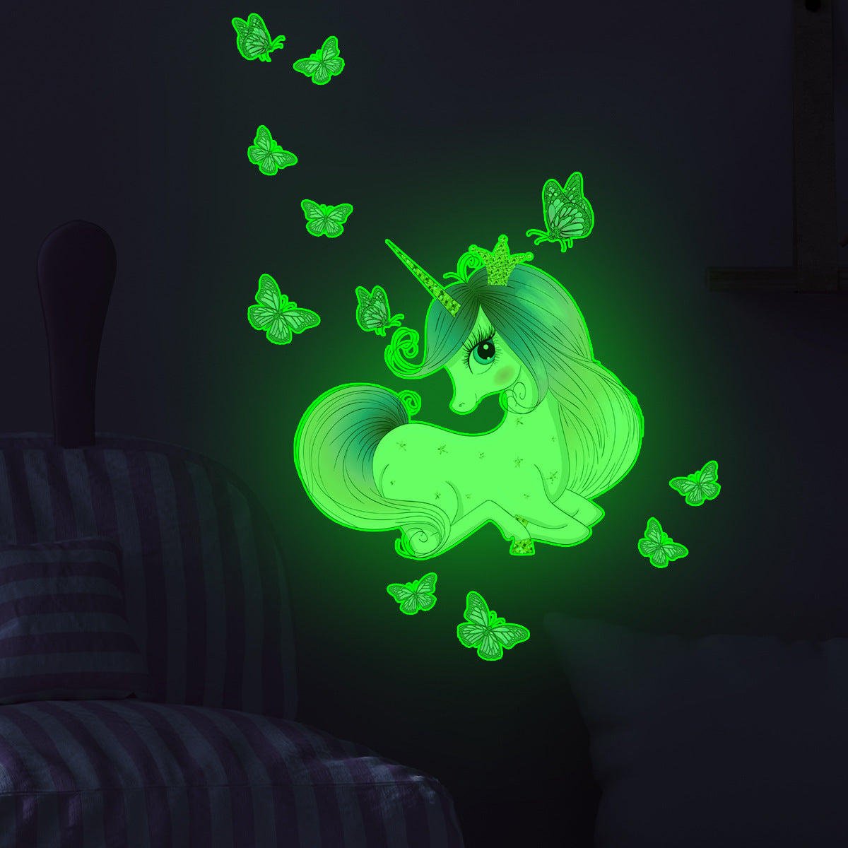 COVPAW Self-illuminating Wall Stickers Unicorn Kids Nursery Baby Children's Room Bedroom Deco Boy Girl, Self Adhesive, Removable and Waterproof