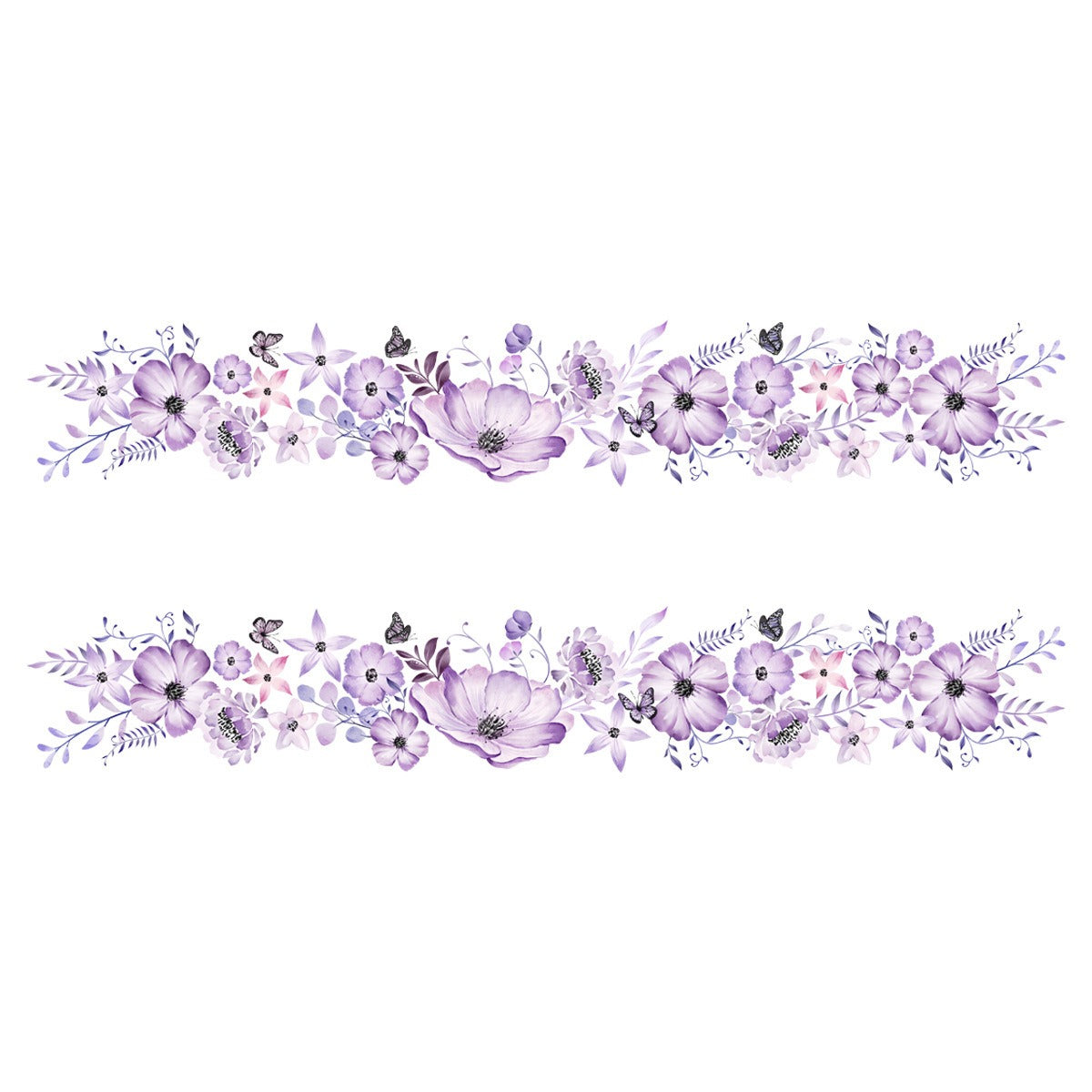 COVPAW Wall Stickers Purple Flower Vine Butterfly Home Decor Nature Living Room Children's Room Bedroom Deco, Self Adhesive, Removable and Waterproo