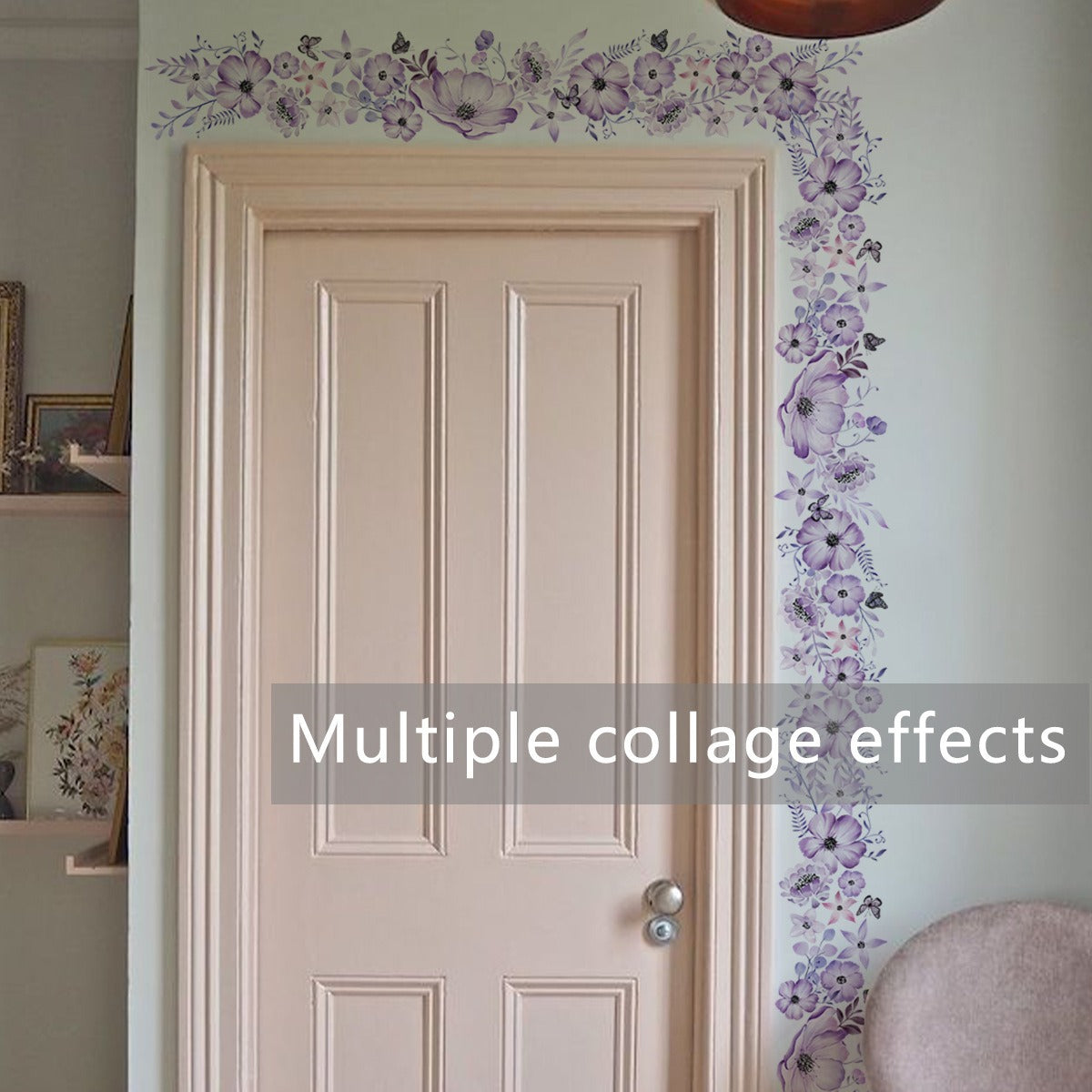 COVPAW Wall Stickers Purple Flower Vine Butterfly Home Decor Nature Living Room Children's Room Bedroom Deco, Self Adhesive, Removable and Waterproo