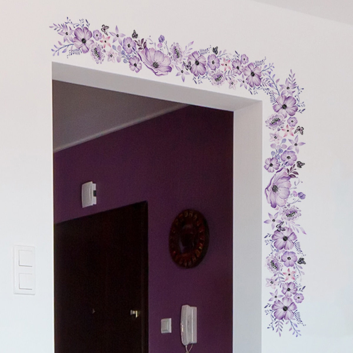 COVPAW Wall Stickers Purple Flower Vine Butterfly Home Decor Nature Living Room Children's Room Bedroom Deco, Self Adhesive, Removable and Waterproo