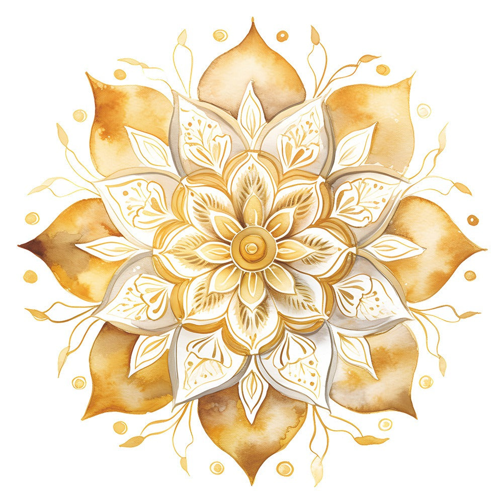 COVPAW Wall Stickers Mandala Golden Home Office Decor Living Room Bedroom Children's Room Decoration Yoga, Self Adhesive, Removable and Waterproof