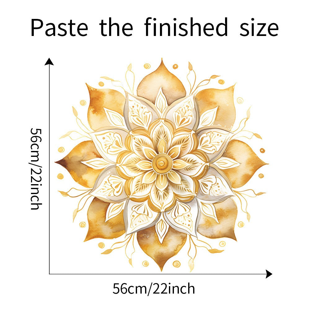 COVPAW Wall Stickers Mandala Golden Home Office Decor Living Room Bedroom Children's Room Decoration Yoga, Self Adhesive, Removable and Waterproof