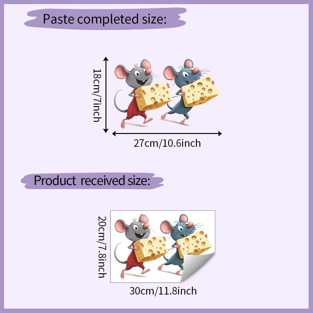 COVPAW Wall Stickers Mouse Cheese Home Decor Living Room Kitchen Bedroom Children's Room Decoration Yoga, Self Adhesive, Removable and Waterproof