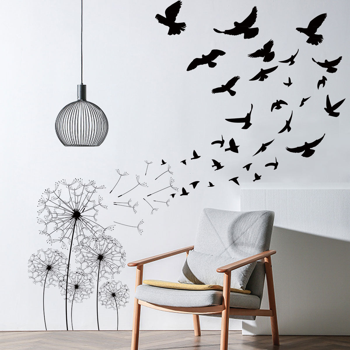 COVPAW Wall Stickers Dandelion Birds Nature Home Office Decor Living Room Bedroom Children's Room Decoration Yoga, Self Adhesive, Removable and Waterproof