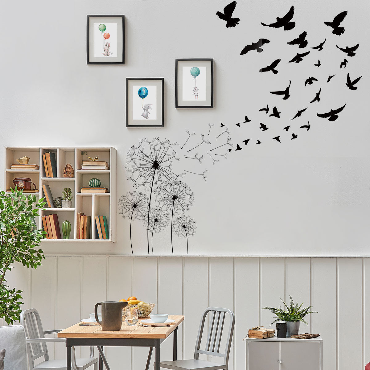 COVPAW Wall Stickers Dandelion Birds Nature Home Office Decor Living Room Bedroom Children's Room Decoration Yoga, Self Adhesive, Removable and Waterproof