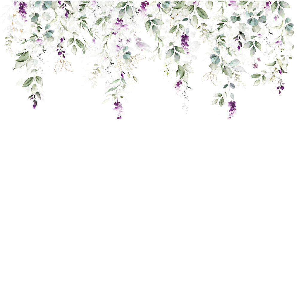 COVPAW Wandtattoo Wandaufkleber, grün-violette Blumenranke, Natur, Heimbüro, Wanddekoration, Wohnzimmer, Schlafzimmer, Kinderzimmer, Dekoration, selbstklebendes Wandbild, Wandmalerei