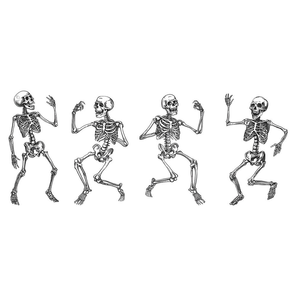 COVPAW Wall Stickers 4x Funny Skeleton Human Bones Home Office Wall Decor Living Room Bedroom Children's Room Decoration Halloween Self Adhesive Mural Wall Painting