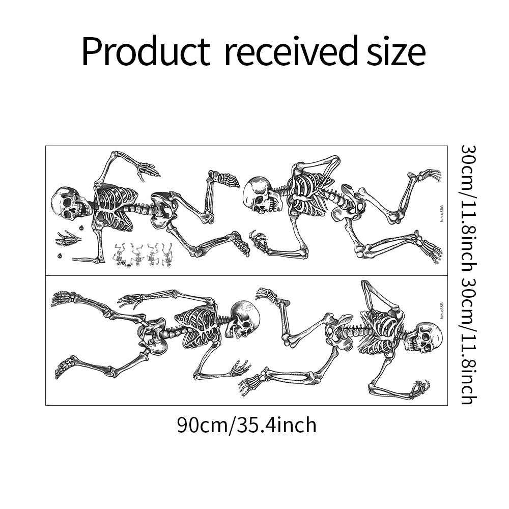 COVPAW Wall Stickers 4x Funny Skeleton Human Bones Home Office Wall Decor Living Room Bedroom Children's Room Decoration Halloween Self Adhesive Mural Wall Painting
