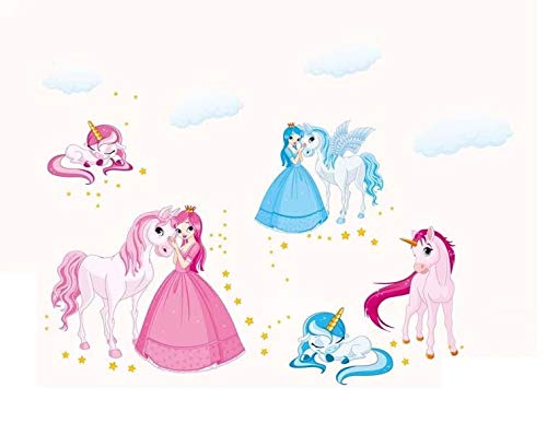 COVPAW Wall Stickers Decor Unicorn Princess Horse Girl Kids Nursery Baby Children's Room Decal