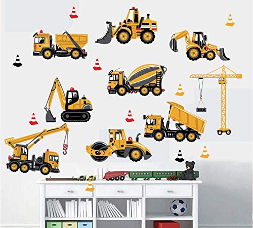COVPAW Wall Stickers Decor Truck Excavator Construction Vehicles Kid Baby Children's Room Boys Room ChildDecal