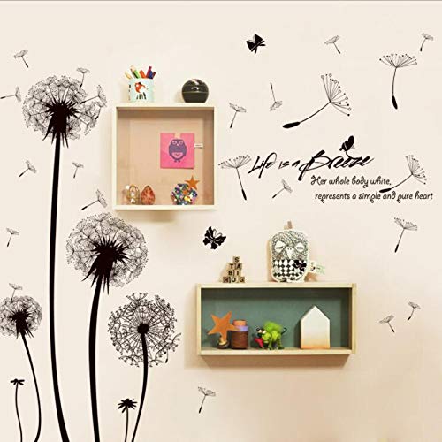 COVPAW Wall Sticker & Mural Dandelion Home Decor Accent Living Room Bedroom Flower Wall Decal Corridor Stair Removable
