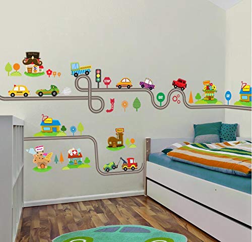 COVPAW Wall Stickers Decor Truck Car Vehicles Traffic Lights Kid Baby Children's Room Boys Room Nursery Child Decal