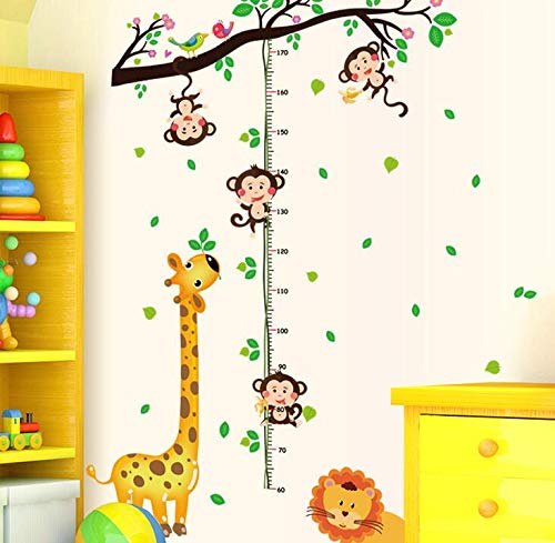 COVPAW Wall Sticker & Mural Height Chart Measure Scale Monkey Home Decor Accent Living Room Bedroom Wall Decal Children's Room Babyroom Nursery Stair Removable Baby Children