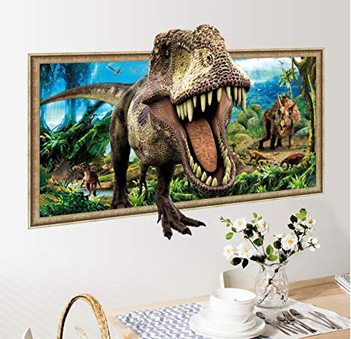 COVPAW Wall Sticker & Mural 3D Dinosaur Jurassic Park Home Decor Accent Living Room Bedroom Wall Decal Corridor Stair Removable