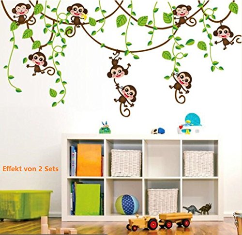 COVPAW Wall Stickers US Stock Decor Monkey Swing Tree Kids Nursery Baby Children's Room Decal