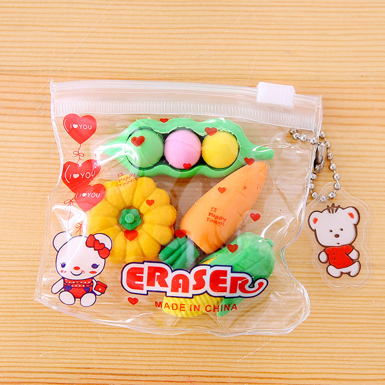 COVPAW Eraser Rubber 4er Pack 16 Pcs Fruits Desserts Dinosaurs Vegetables Cakes Design Stationery for Kids Office School Students Supplies Party Gifts Presents