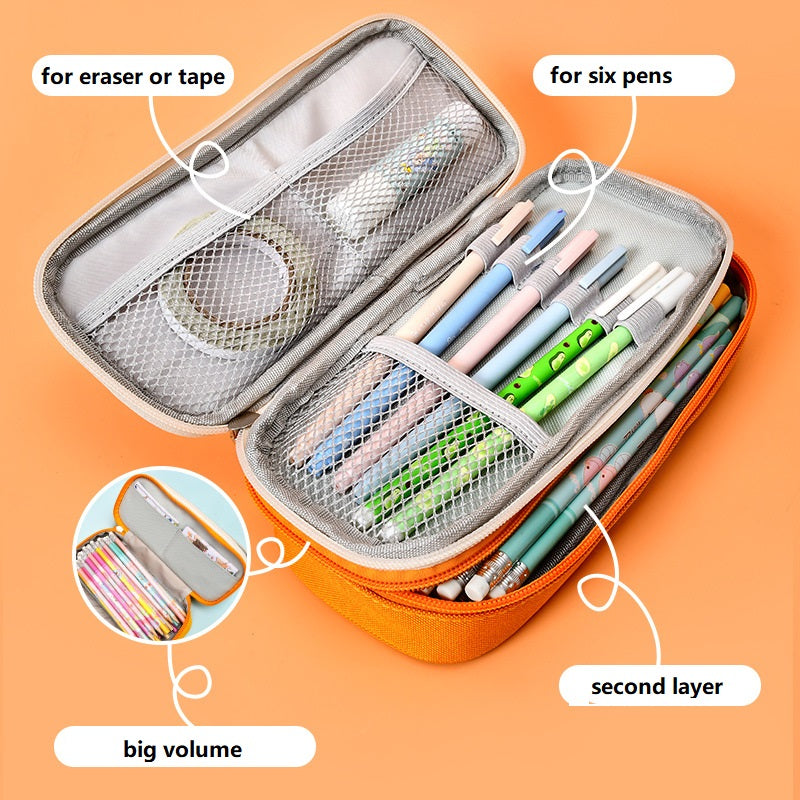 COVPAW Pen Bag with Double Layer Large Capacity with Zipper Pencil Case Pen Pouch School Student
