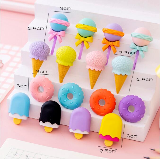 COVPAW Radiergummi, 4er-Pack, 16 Stück, Desserts, Kuchen, Eiscreme, Lutscher-Design, Büro, Schule, Schreibwaren, Studentenbedarf, Partygeschenke