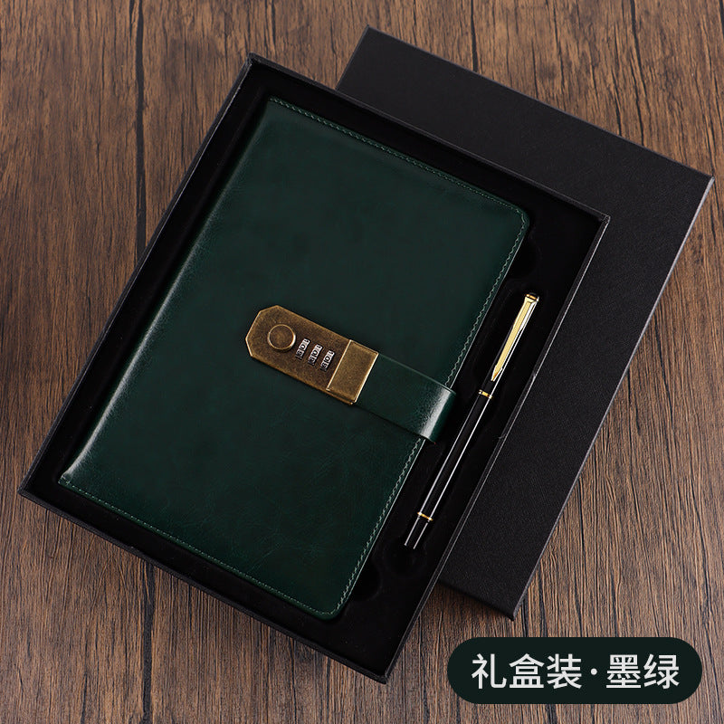 Vintage Codebook Business Notebook with Lock Creative Diary Simple Student Businessman Young Man Gift Father's Day