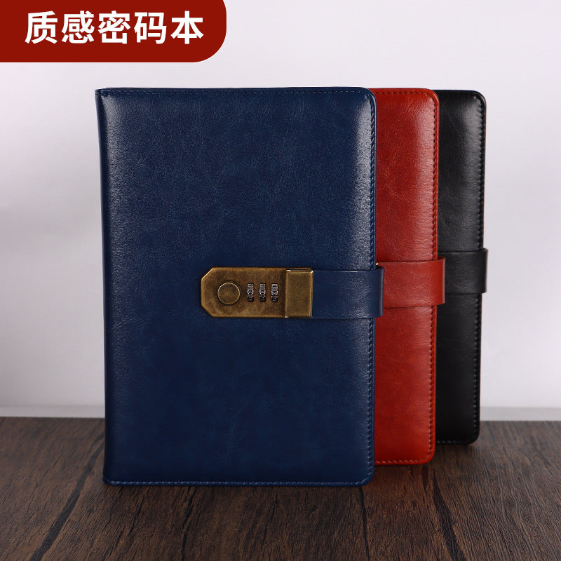 Vintage Codebook Business Notebook with Lock Creative Diary Simple Student Businessman Young Man Gift Father's Day