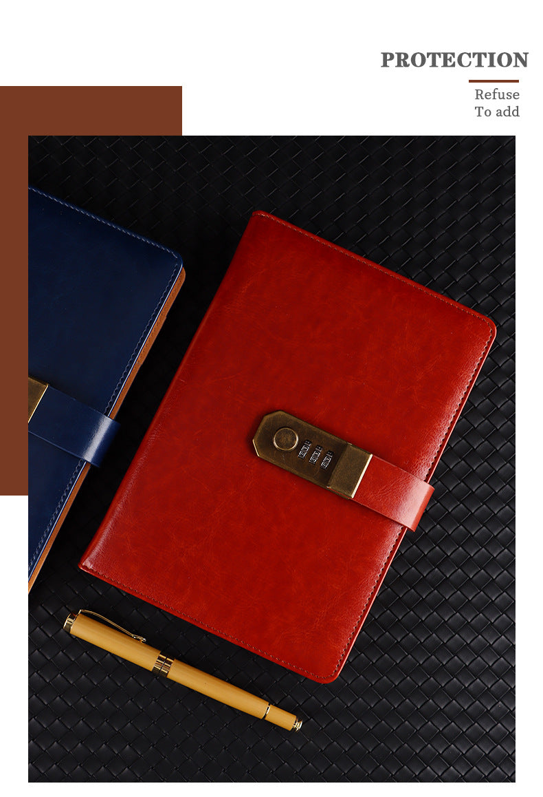 Vintage Codebook Business Notebook with Lock Creative Diary Simple Student Businessman Young Man Gift Father's Day