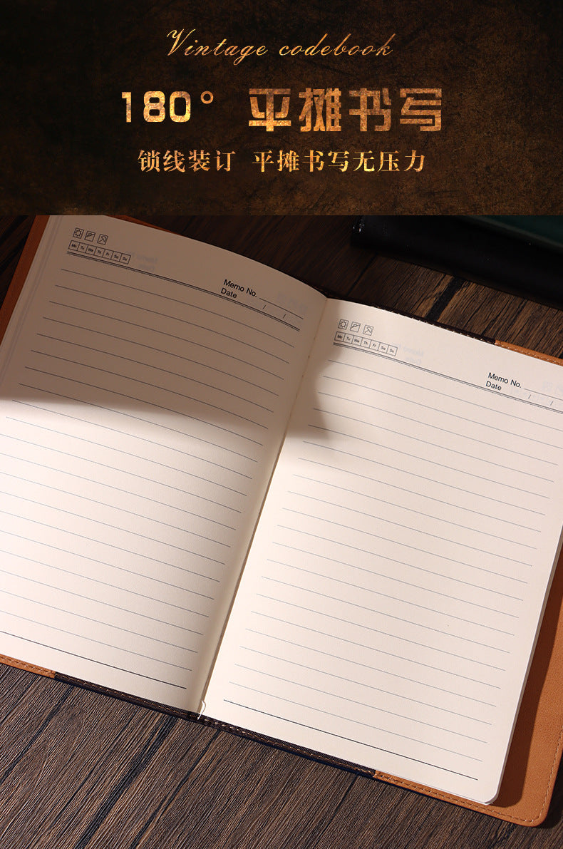 Vintage Codebook Business Notebook with Lock Creative Diary Simple Student Businessman Young Man Gift Father's Day