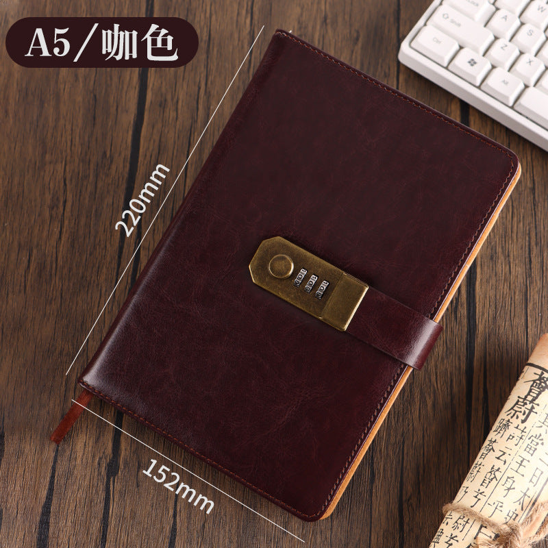 Vintage Codebook Business Notebook with Lock Creative Diary Simple Student Businessman Young Man Gift Father's Day