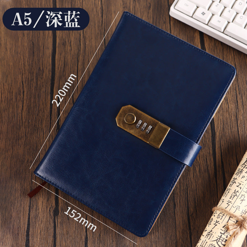 Vintage Codebook Business Notebook with Lock Creative Diary Simple Student Businessman Young Man Gift Father's Day