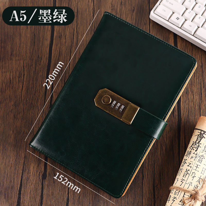 Vintage Codebook Business Notebook with Lock Creative Diary Simple Student Businessman Young Man Gift Father's Day