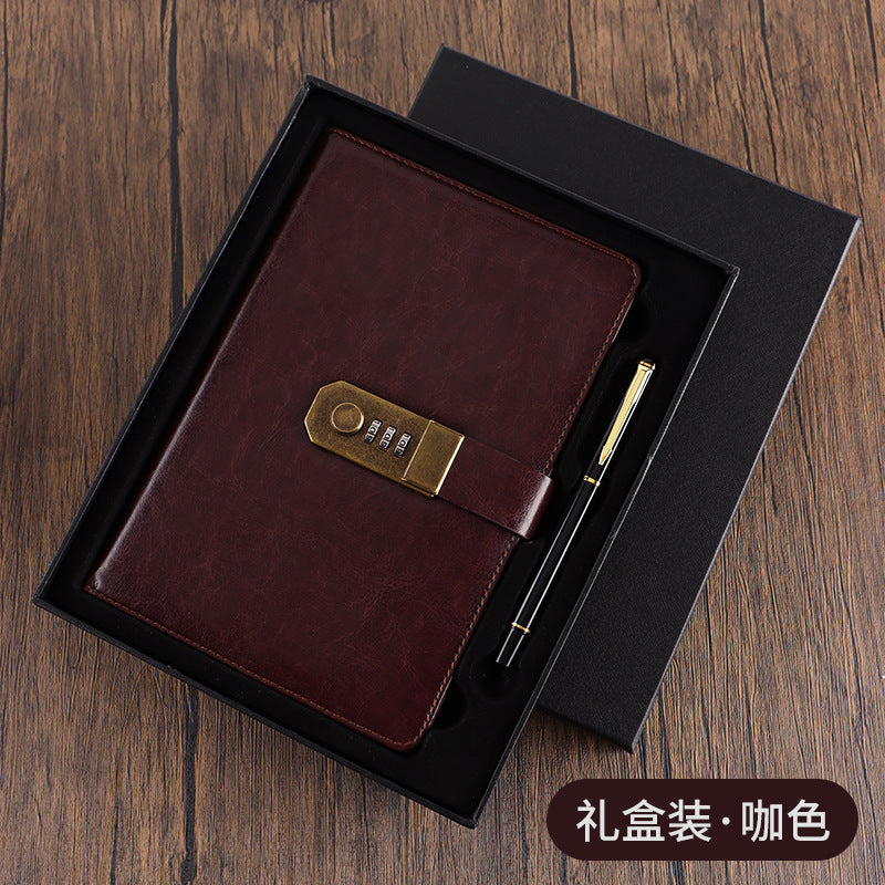 Vintage Codebook Business Notebook with Lock Creative Diary Simple Student Businessman Young Man Gift Father's Day