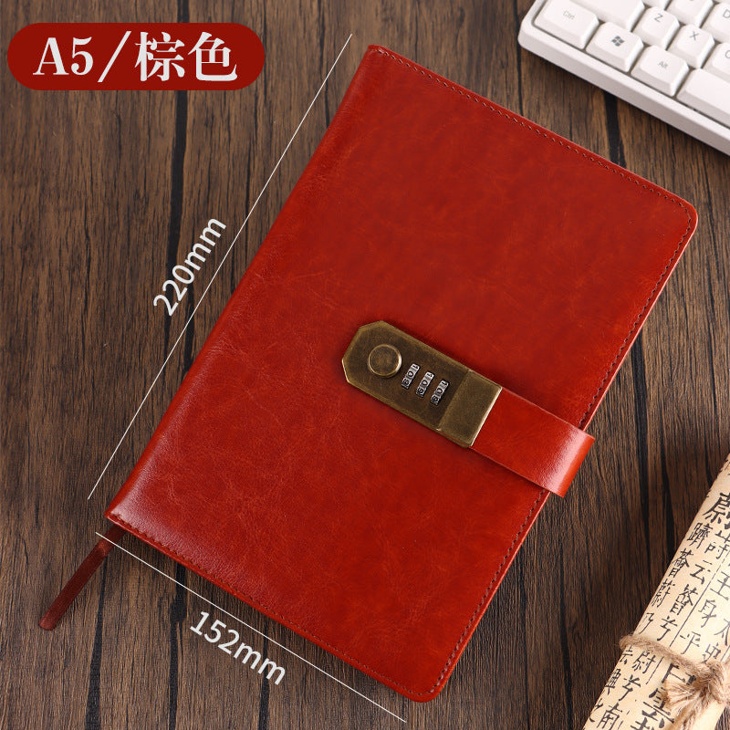 Vintage Codebook Business Notebook with Lock Creative Diary Simple Student Businessman Young Man Gift Father's Day