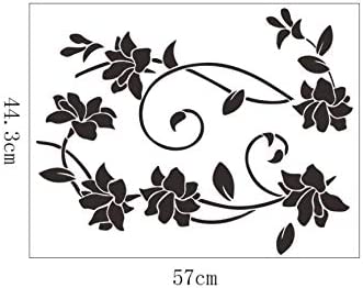 COVPAW Wall Sticker & Mural Rose Flower Vine Black Home Decor Accent Living Room Bedroom Flower Wall Decal Corridor Stair Removable 1201