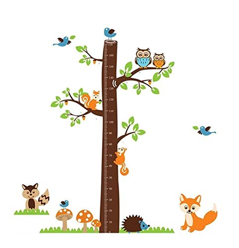 COVPAW Wall Stickers Height Chart Measure Scale Decor Zoo Animal Owl Tree Growth Chart Kids Nursery Baby Room