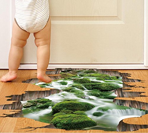 COVPAW Wall Stickers US Stock Floor Sticker Decor Brook Rivulet Stream Streamlet River Living Room Lobby Kid Baby Children Room Bathroom Toilette