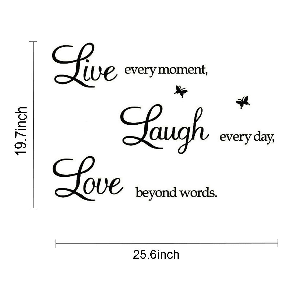 COVPAW Wall Stickers Live Every Moment,Laugh Every Day,Love Beyond Words,Motivational Wall Decals,Family Inspirational Wall Stickers Quotes