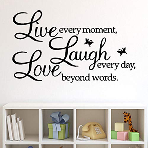 COVPAW Wall Stickers Live Every Moment,Laugh Every Day,Love Beyond Words,Motivational Wall Decals,Family Inspirational Wall Stickers Quotes