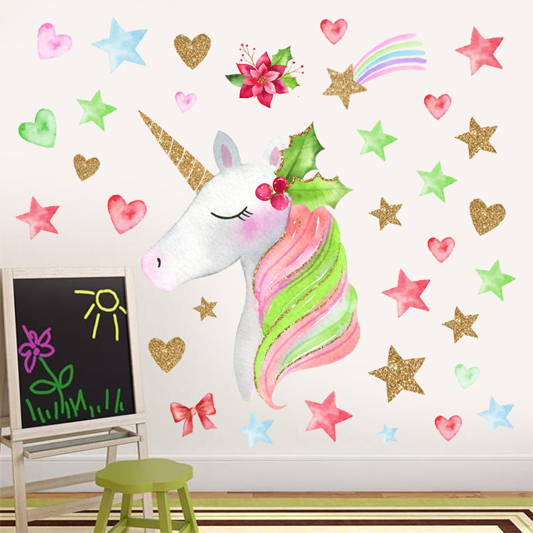 COVPAW Wall stickersUnicorn Fairy Wall Stickers Flower DIY Wall Decals Art Decor for Kids Girls Bedroom Nursery Playroom