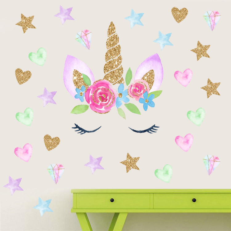 COVPAW Wall stickersUnicorn Fairy Wall Stickers Flower DIY Wall Decals Art Decor for Kids Girls Bedroom Nursery Playroom