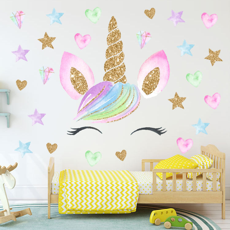 COVPAW Wall stickersUnicorn Fairy Wall Stickers Flower DIY Wall Decals Art Decor for Kids Girls Bedroom Nursery Playroom